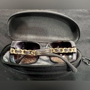 Used Chanel Tortoise Sunglasses with Gold Chain Detail